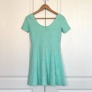 Light Mint Blue Floral Pattern Dress